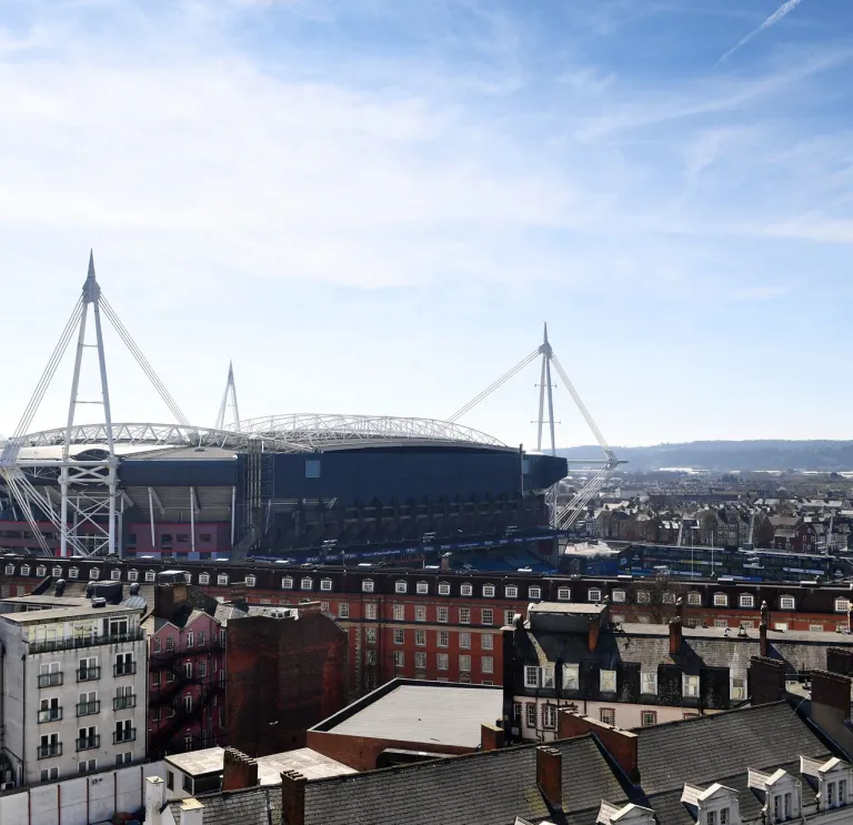 Vue aérienne du Principality Stadium.