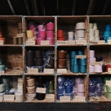 Cones of different-coloured yarn, Melin Tregwynt