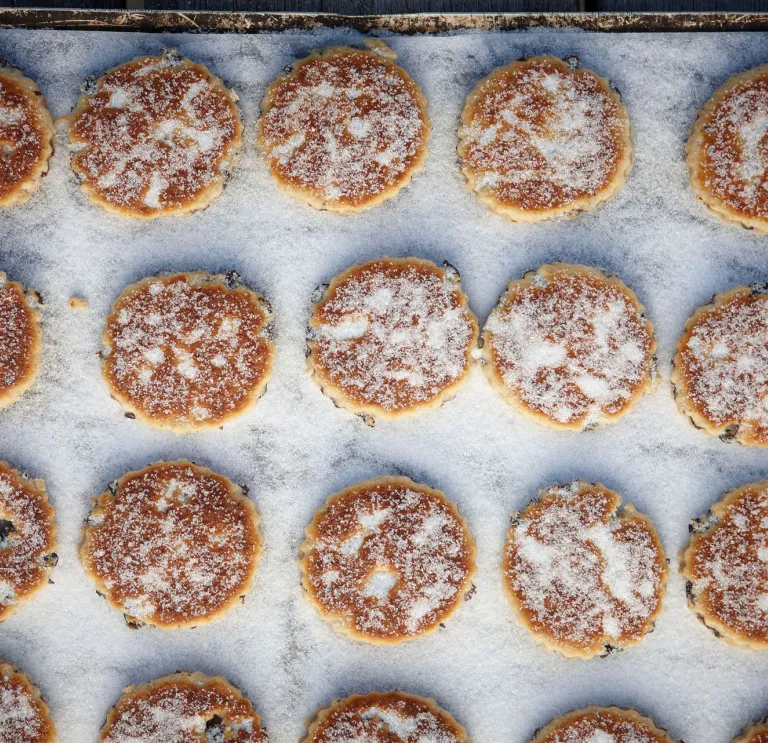 A tray of freshly baked Welsh cakes