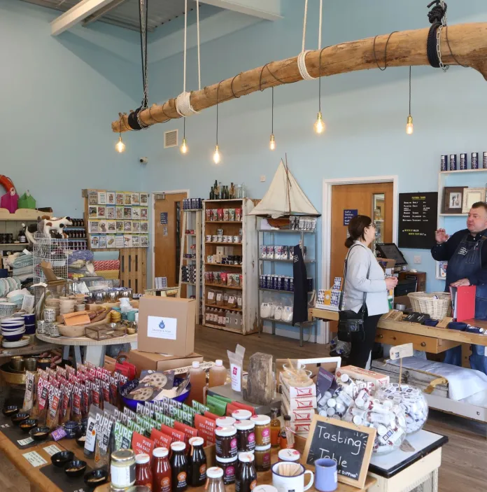 The inside of the shop selling local produce