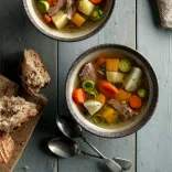 Two bowls of Welsh cawl