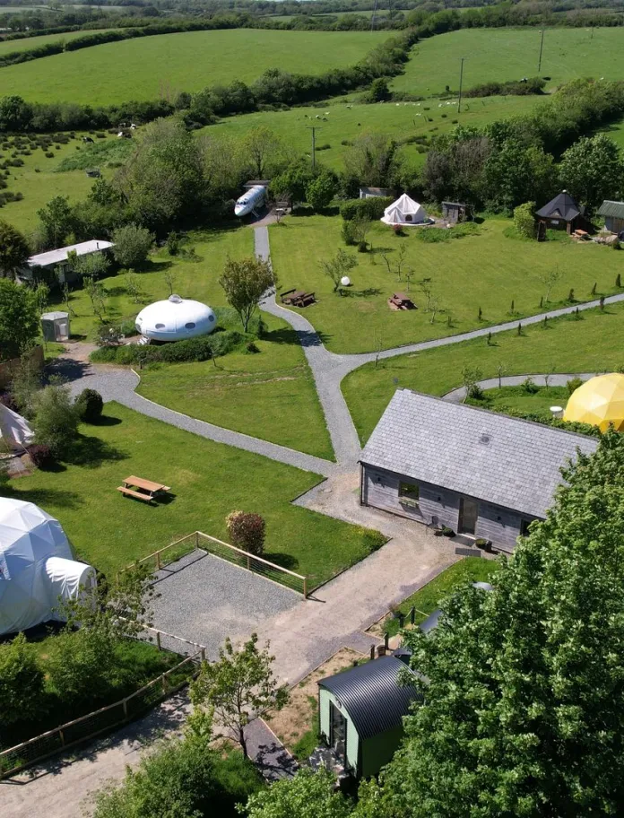 A view from above of the campsite.