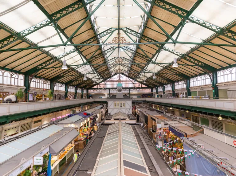 An view of the inside Cardiff market from above