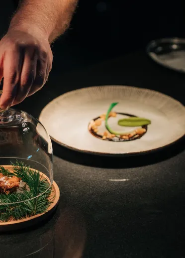 Two dishes with food