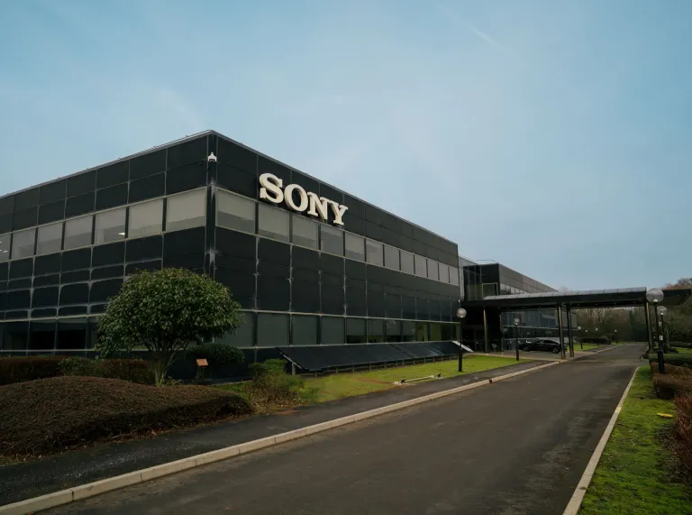 A view of the exterior of the sony building
