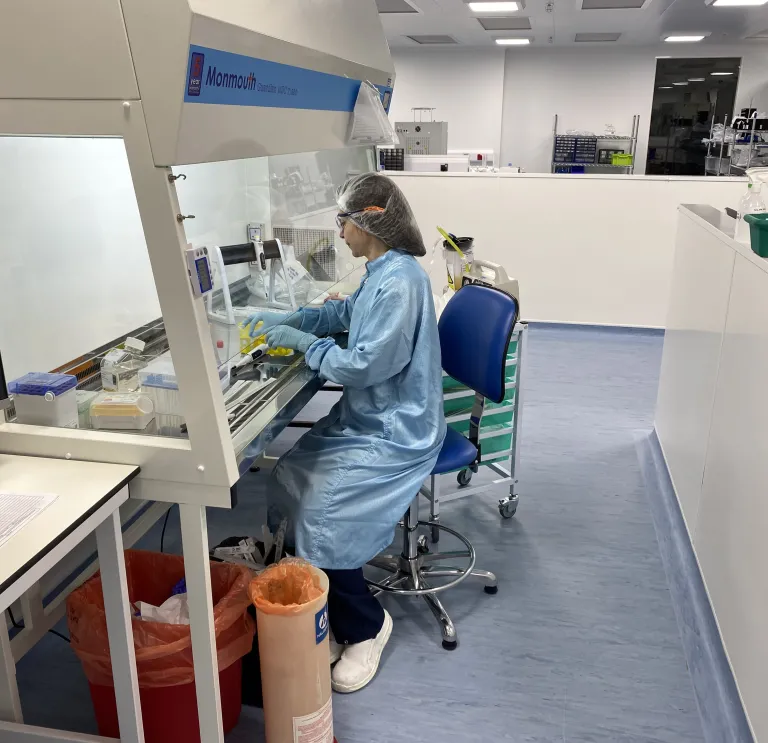 A lab technician at work.