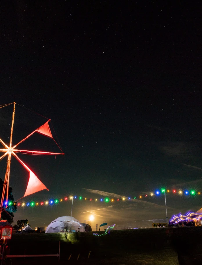 A view of the festival at night.