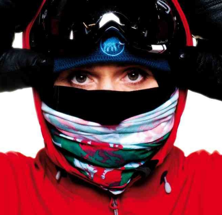 Headshot of Lowri Morgan with adventure gear on