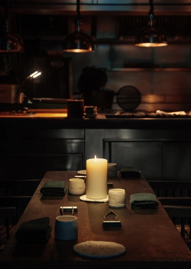 The inside of the restaurant.