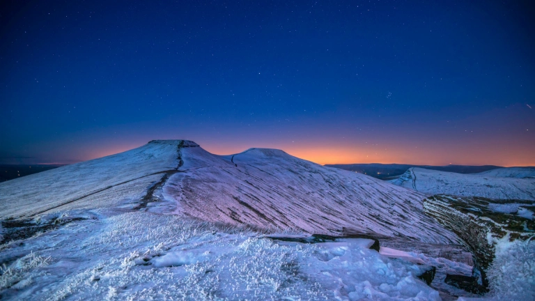 Pen y Fan and Corn Du in snow, Brecon Beacons, Powys