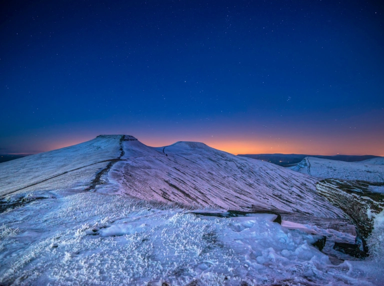 Pen y Fan and Corn Du in snow, Brecon Beacons, Powys