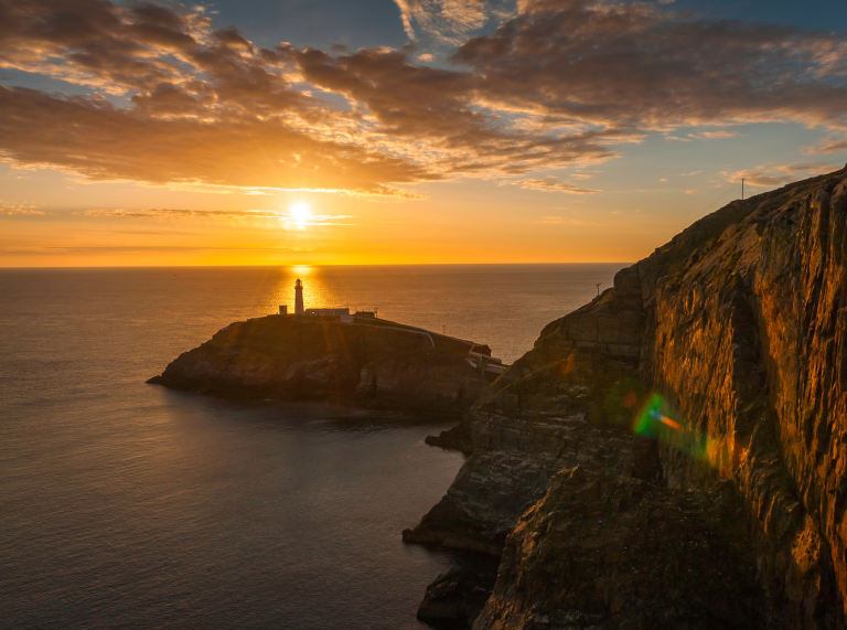 South Stack lighthouse at sunset, Anglesey