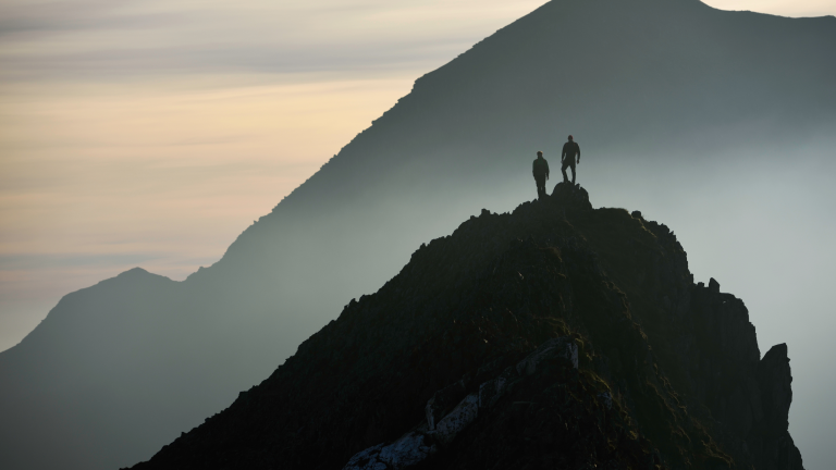 Walkers on Crib Goch, Snowdonia