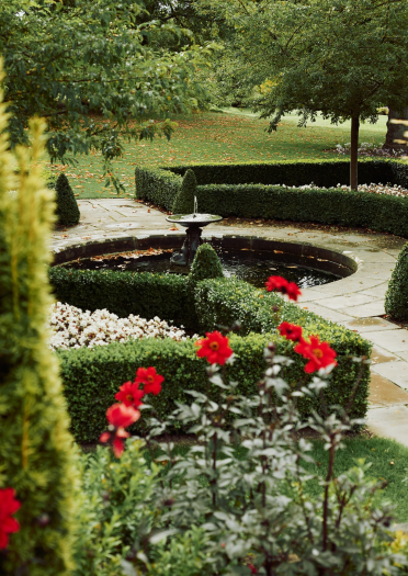 Hedges and flowers, Bodnant Garden