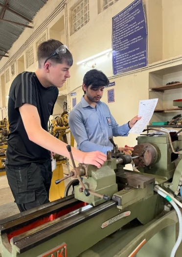 Row of students and teachers