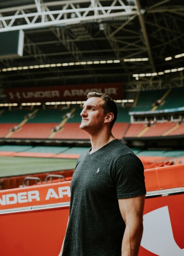 Sam standing in the Principality Stadium