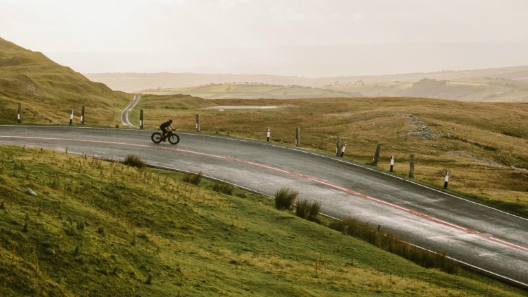 Shane Williams cycling in the Black Mountains, Brecon Beacons, Powys