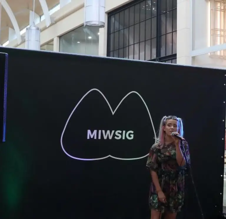 A band performing in St Davids shopping centre.