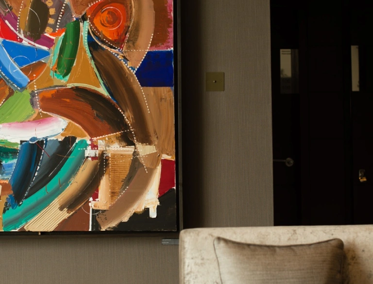 Artwork on the wall at Twr-y-Felin Hotel, St Davids.