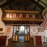 interior of church with highly decorative walls.