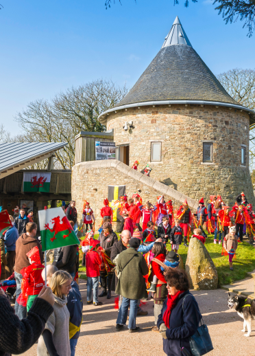 people taking part in St David's Day parade