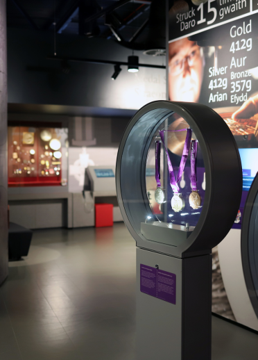 displays in museum with medals.