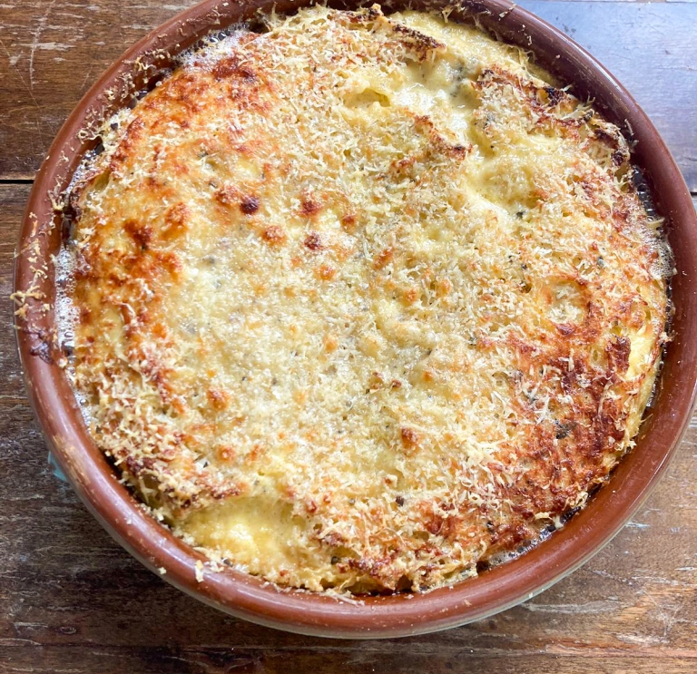 Welsh cheese pudding fresh from the oven
