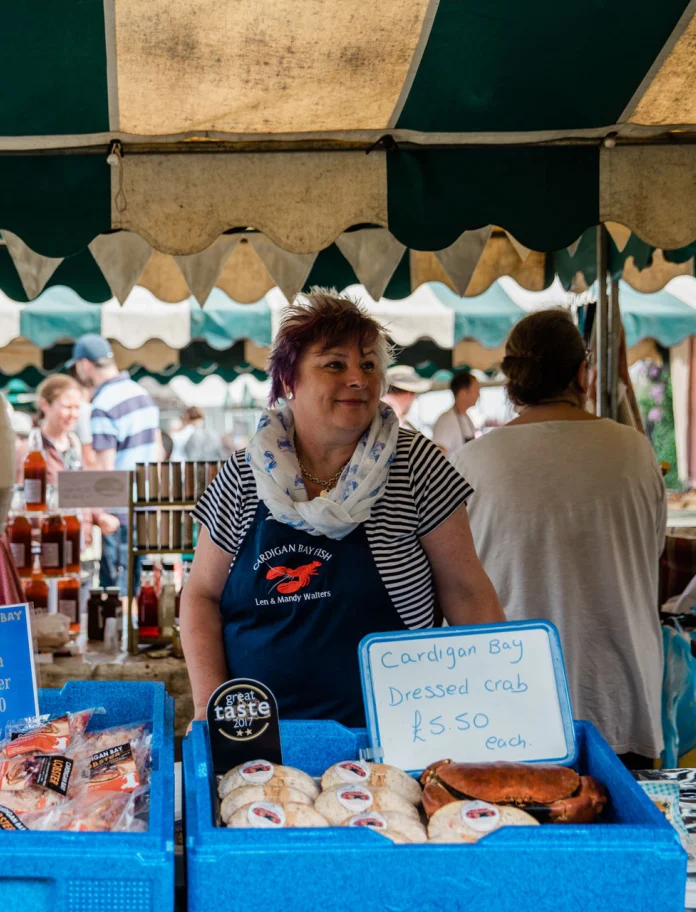 Mandy with her stall at the fish market
