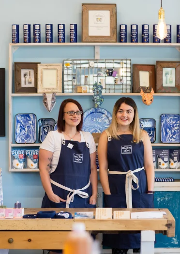Staff in Halen Môn gift shop