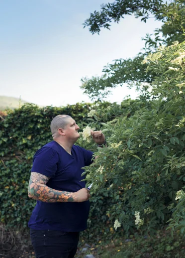 Gareth Ward collecting local produce