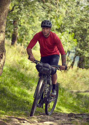 a man riding a mountain bike